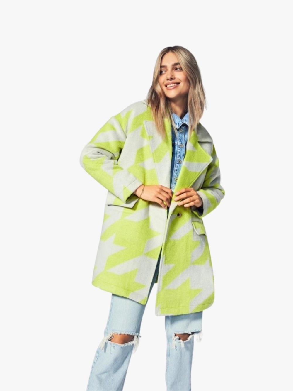 Women’s Lime Green Patterned Coat